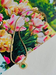 Christian Dior Vintage 1980s Emerald Green Gripoix Oval Pendant Crystal Necklace