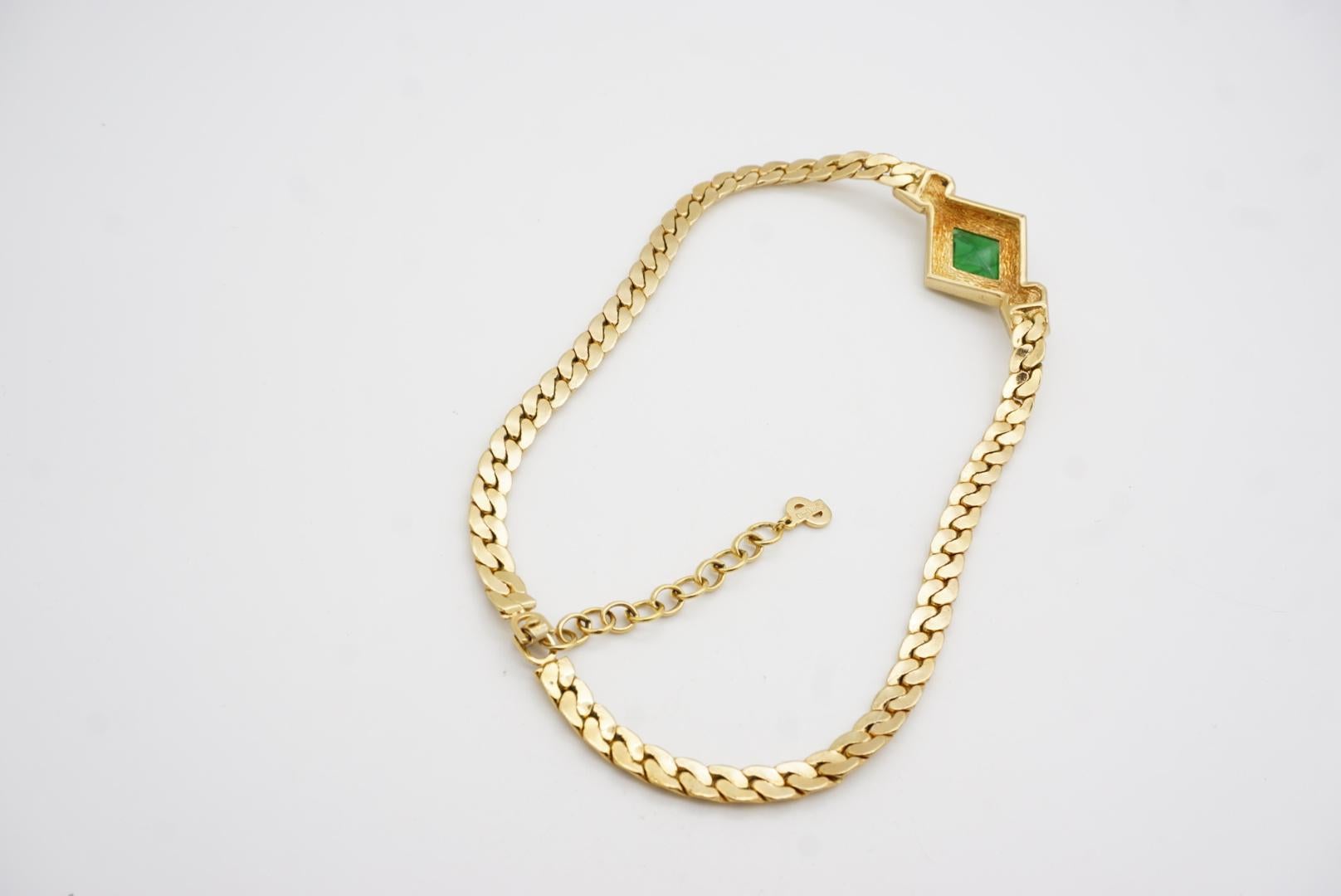 Christian Dior Vintage 1980s Emerald Gripoix Diamond Crystals Pendant Necklace For Sale 8