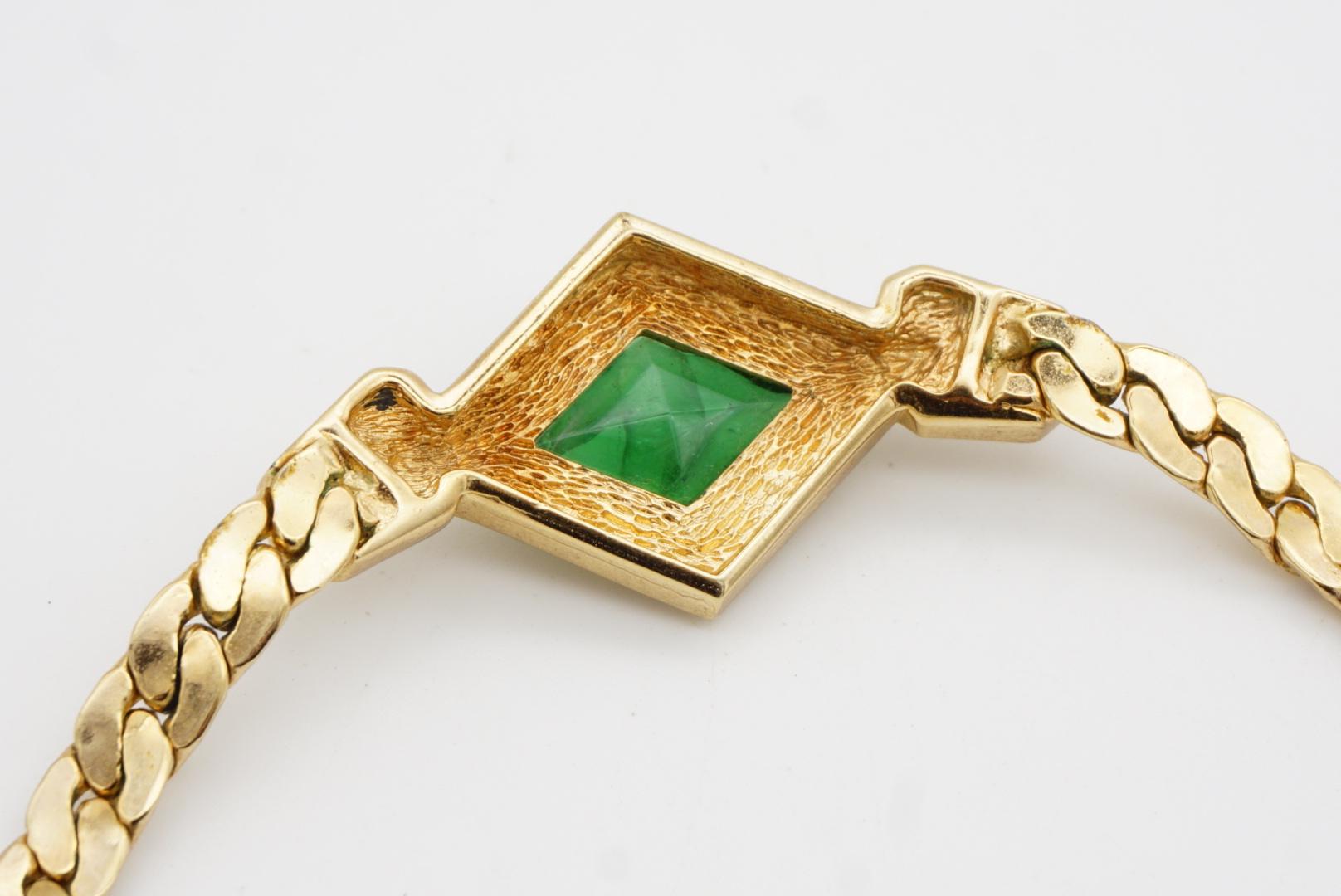 Christian Dior Vintage 1980s Emerald Gripoix Diamond Crystals Pendant Necklace For Sale 9
