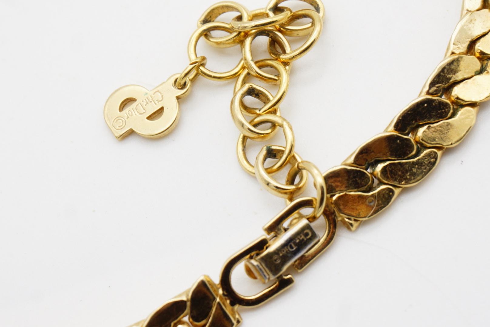 Christian Dior Vintage 1980er Jahre Smaragd Gripoix Diamant-Kristallen-Anhänger-Halskette im Angebot 11