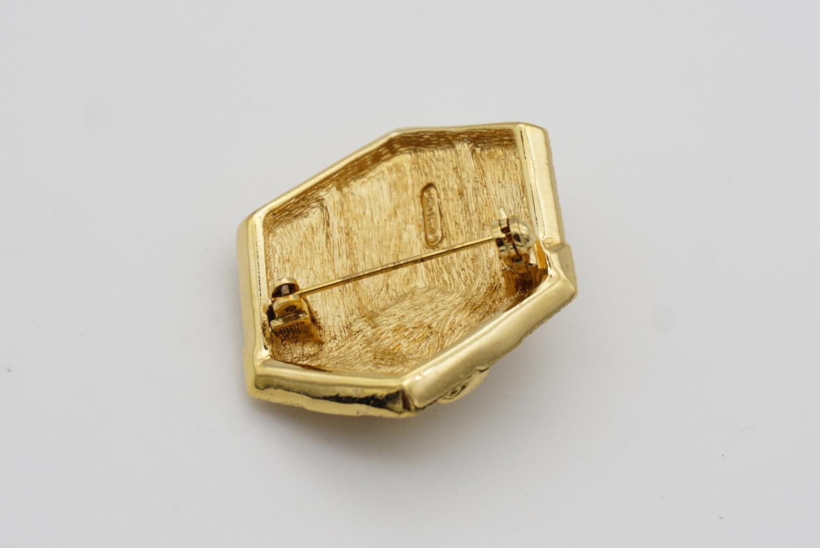 Christian Dior Broche en or vintage en forme de boîte avec ruban et cristaux, cadeau des années 1980  en vente 6