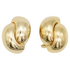 Christian Dior Vintage 1980s Glow Double Hoop Twist Patchwork Gold Clip Earrings