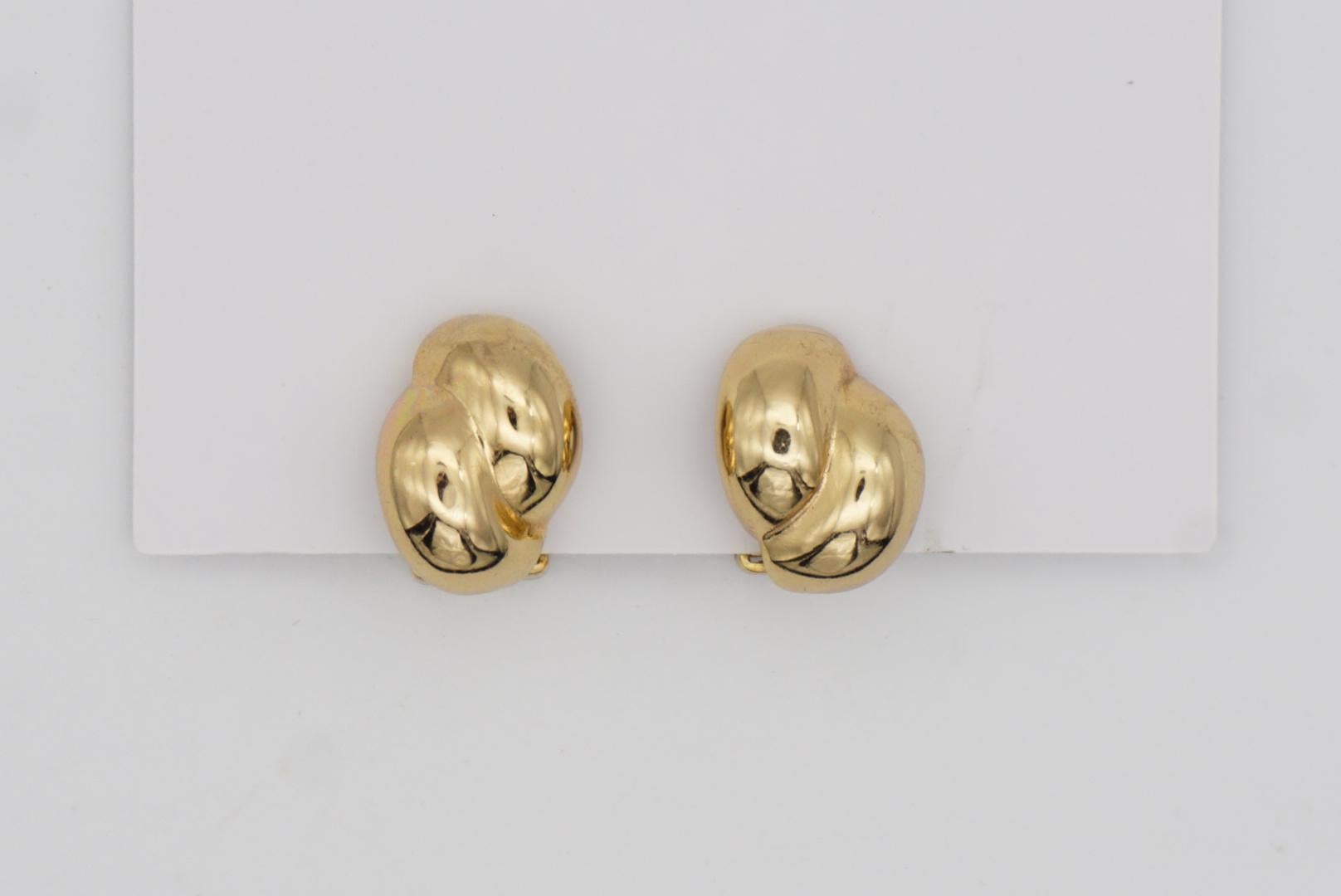 Christian Dior Vintage 1980s Glow Double Twist Swirl Conch Shell Clip Earrings For Sale 6