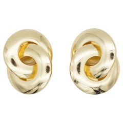 Christian Dior Vintage 1980s Glow Interlocked Intertwined Twist Clip Earrings