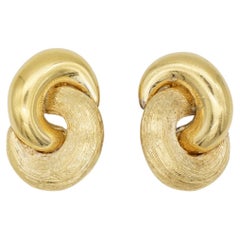 Christian Dior Vintage 1980s Glow Matte Interlocked Knot Twist Chunky Earrings