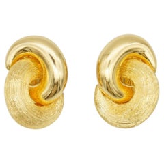 Christian Dior Vintage 1980s Glow Matte Interlocked Knot Twist Chunky Earrings