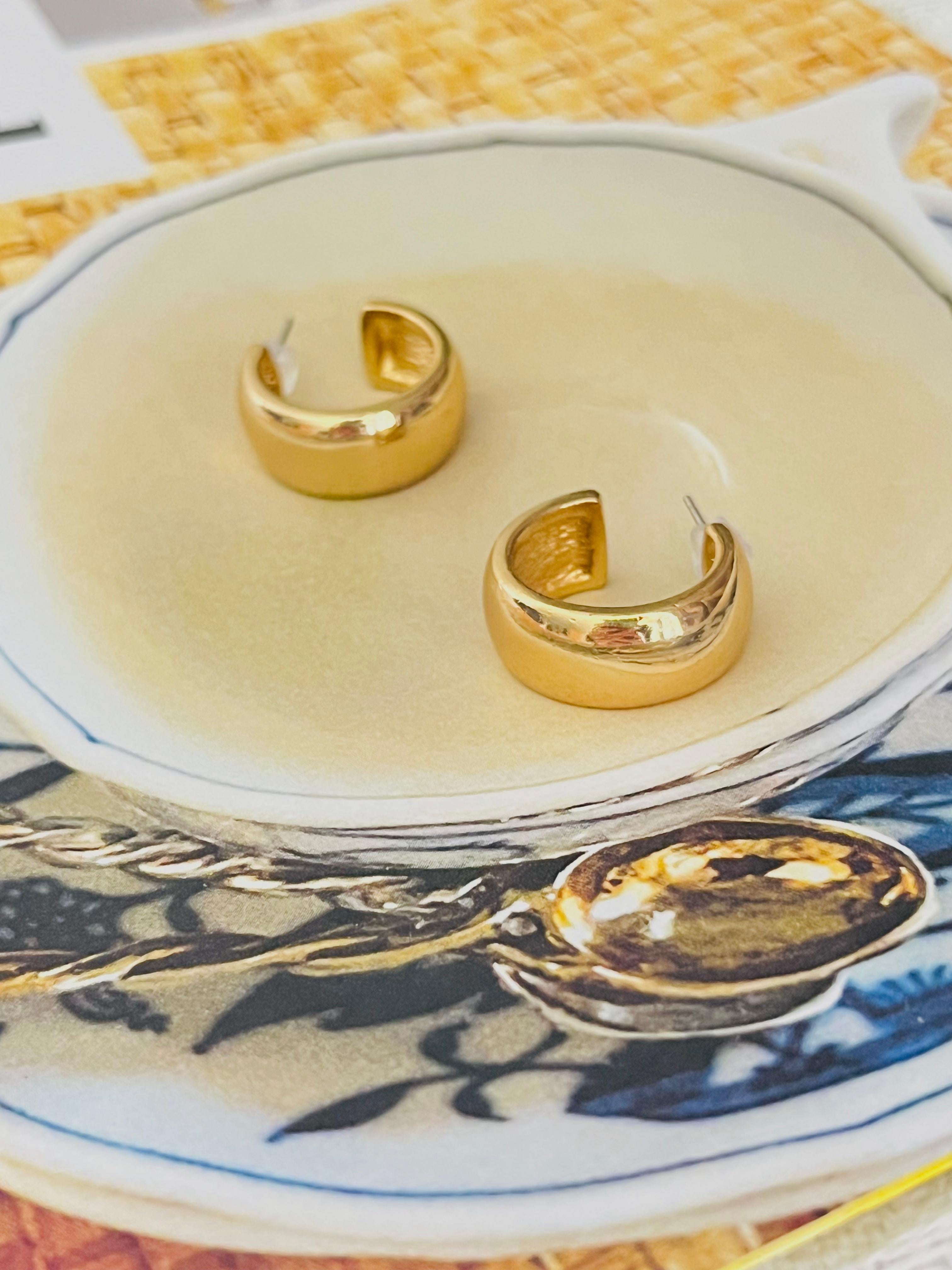Art Deco Christian Dior Vintage 1980s Glow Semi Demi Circle Dome Hoop Pierced Earrings For Sale