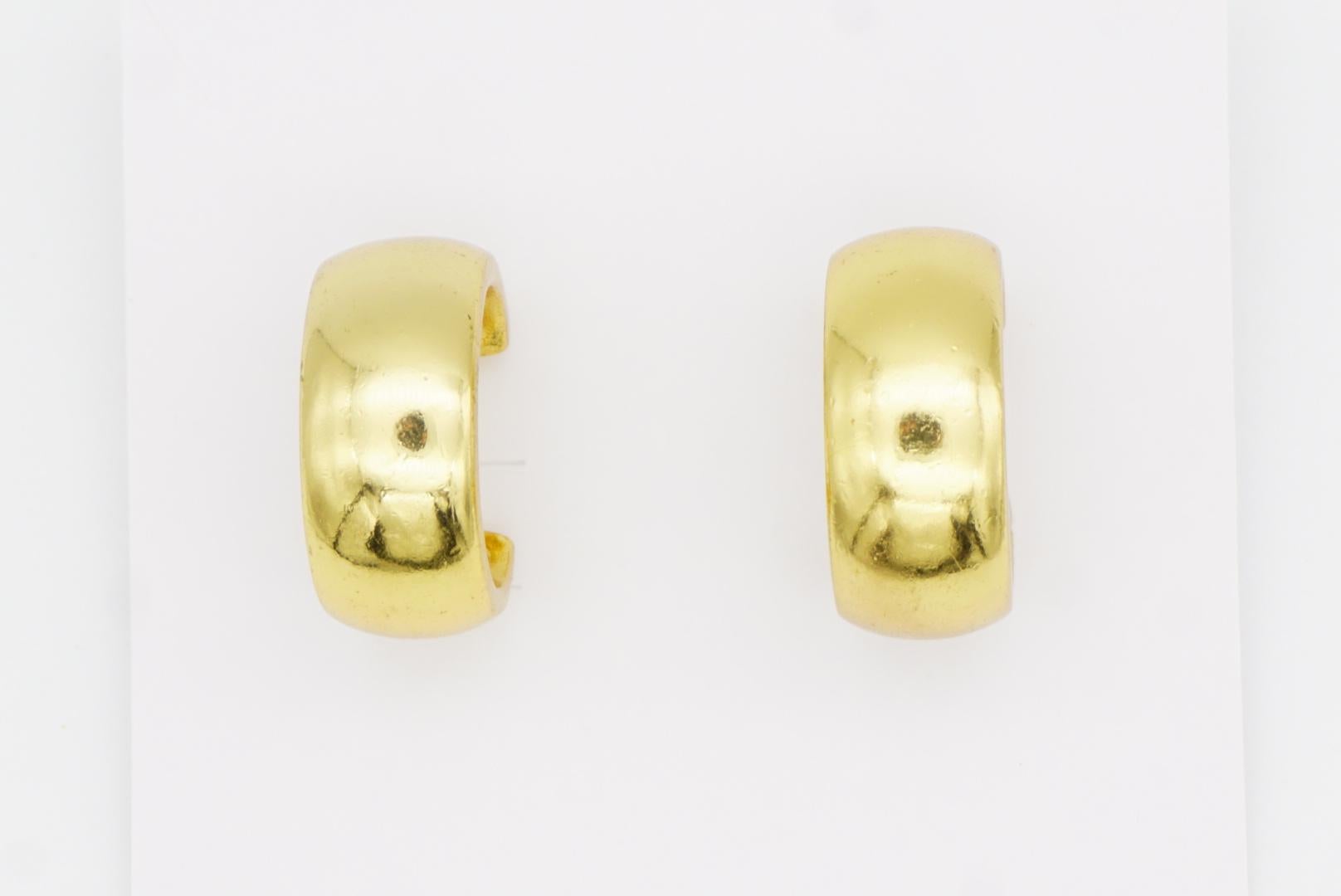 Christian Dior Vintage 1980s Glow Semi Demi Circle Dome Hoop Pierced Earrings For Sale 2
