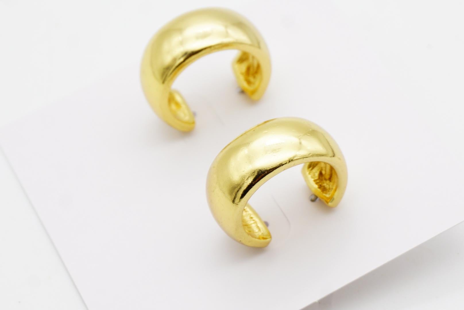Christian Dior Vintage 1980s Glow Semi Demi Circle Dome Hoop Pierced Earrings For Sale 3