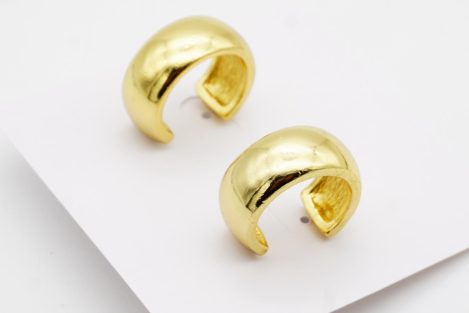 Christian Dior Vintage 1980s Glow Semi Demi Circle Dome Hoop Pierced Earrings For Sale 4