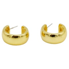 Christian Dior Vintage 1980s Glow Semi Demi Circle Dome Hoop Pierced Earrings