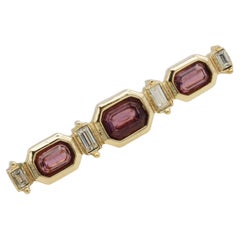 Christian Dior Vintage 1980s Gold Amethyst Trio Octagon Rectangle Long Brooch