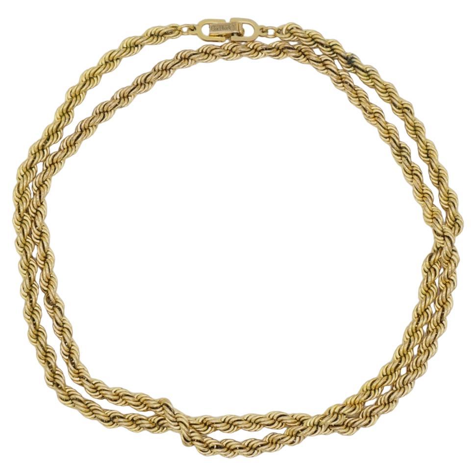 Christian Dior Vintage 1980s Gold Chain Rope Twist Versatile Long Necklace