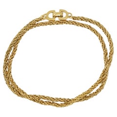 Christian Dior Vintage 1980s Gold Long Mesh Twist Wheat Rope Versatile Necklace