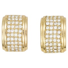 Christian Dior Vintage anni '80 - Orecchini a clip in oro con cristalli interi a forma di rettangolo