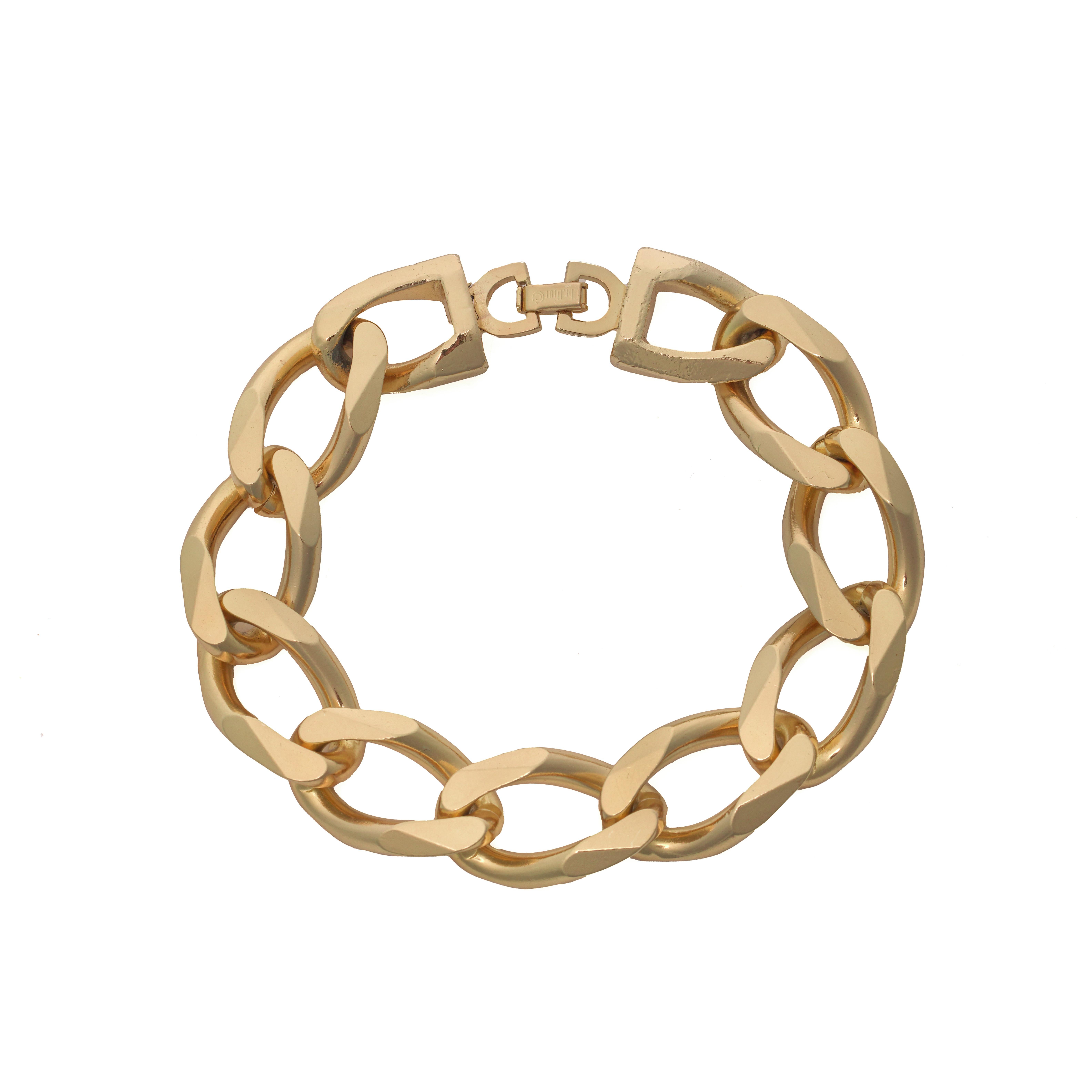 Christian Dior Vintage 1980s Gold-Tone Chunky Chain Link Bracelet Bon état - En vente à Braintree, GB