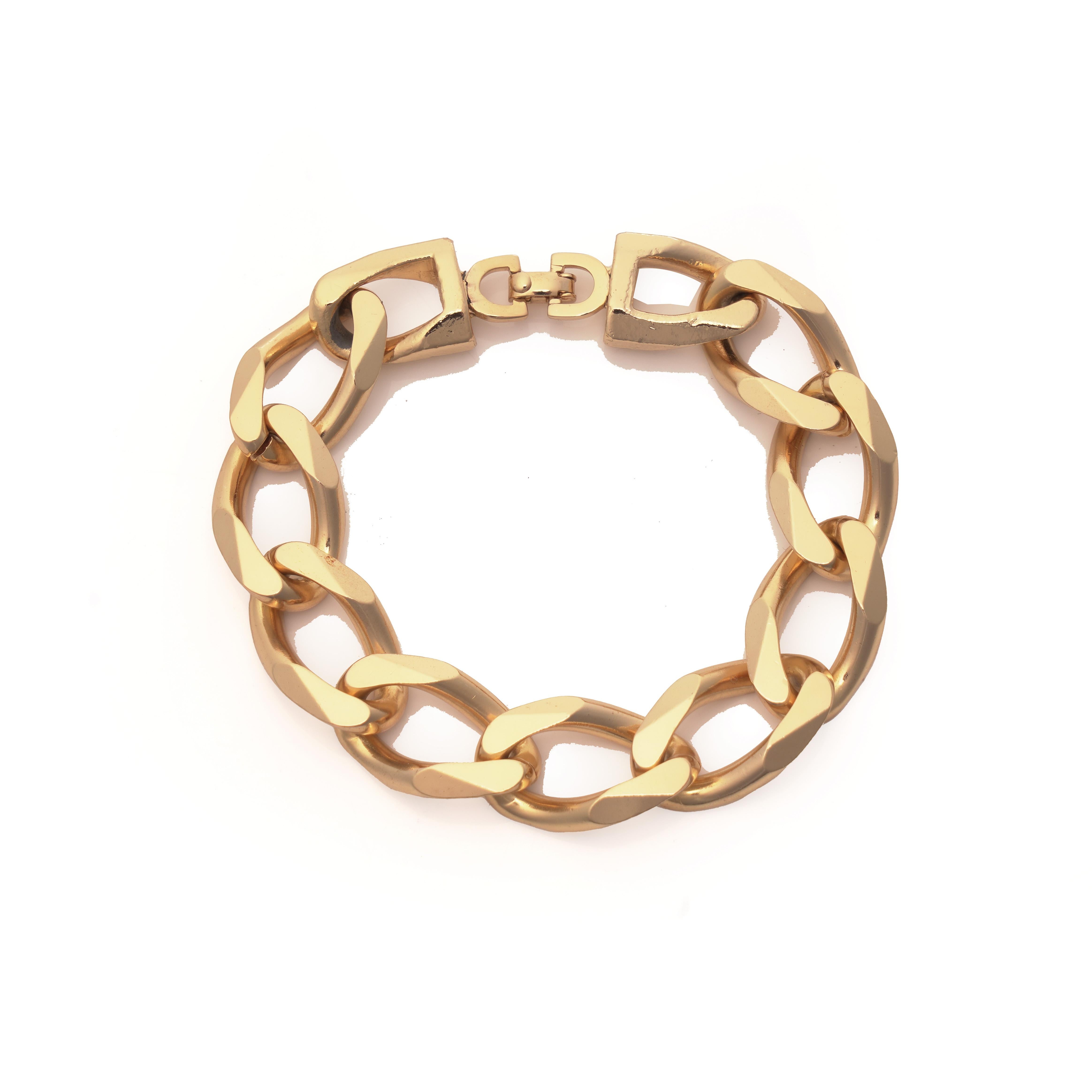 Christian Dior Vintage 1980s Gold-Tone Chunky Chain Link Bracelet en vente 2
