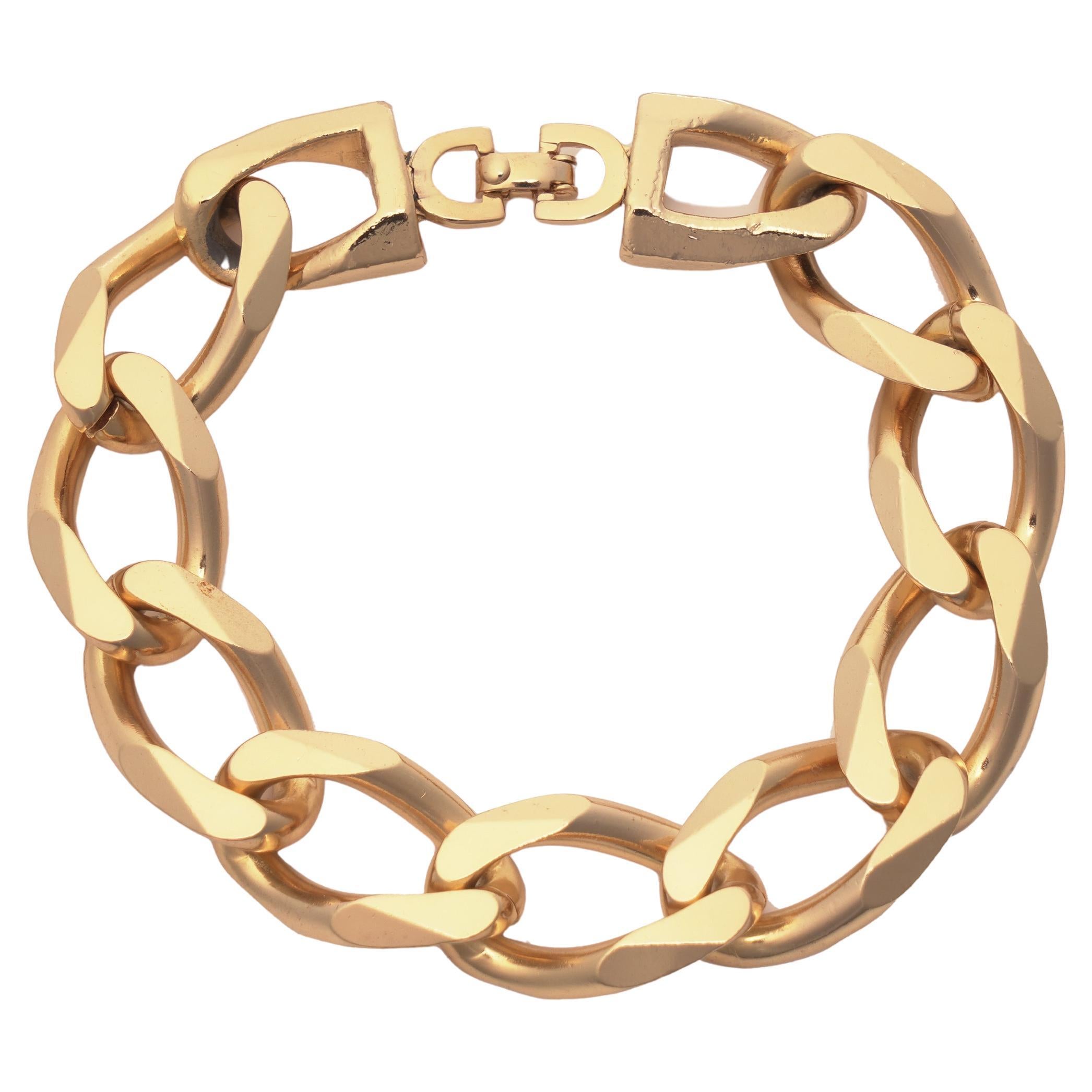 Christian Dior Vintage 1980s Gold-Tone Chunky Chain Link Bracelet