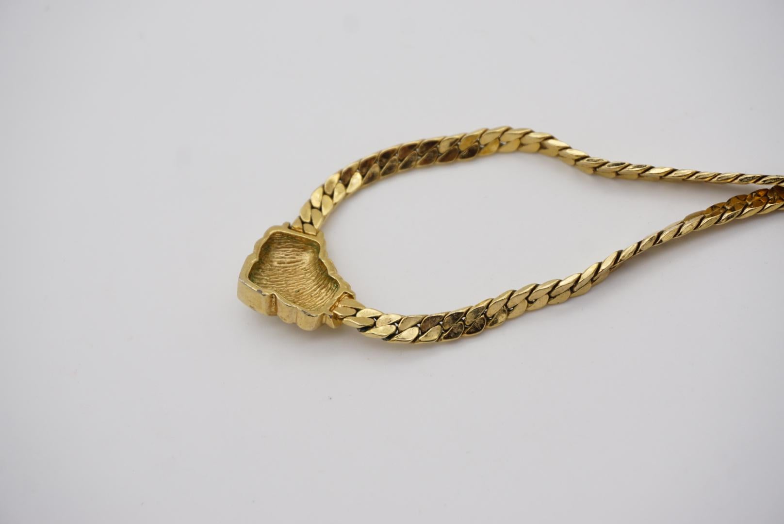 Christian Dior Vintage 1980s Gold Triangle Swirl Cream Enamel Pendant Necklace For Sale 5