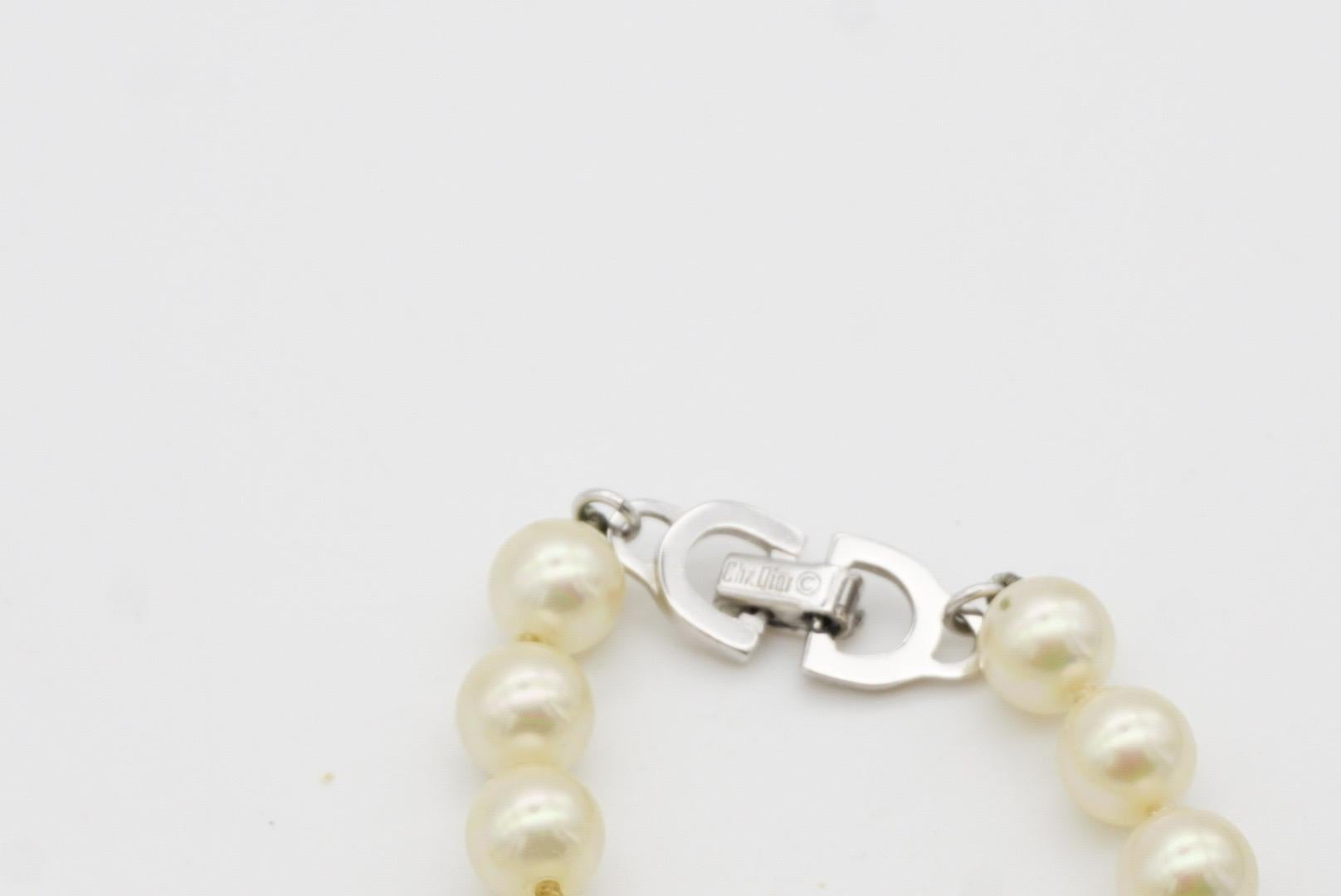 Christian Dior Collana vintage anni '80 con perline sferiche graduate, logo CD e perle in vendita 10