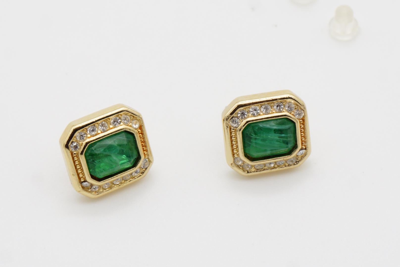 Christian Dior Vintage Años 80 Cristales Gripoix Esmeralda Octágono Pendientes calados en venta 5