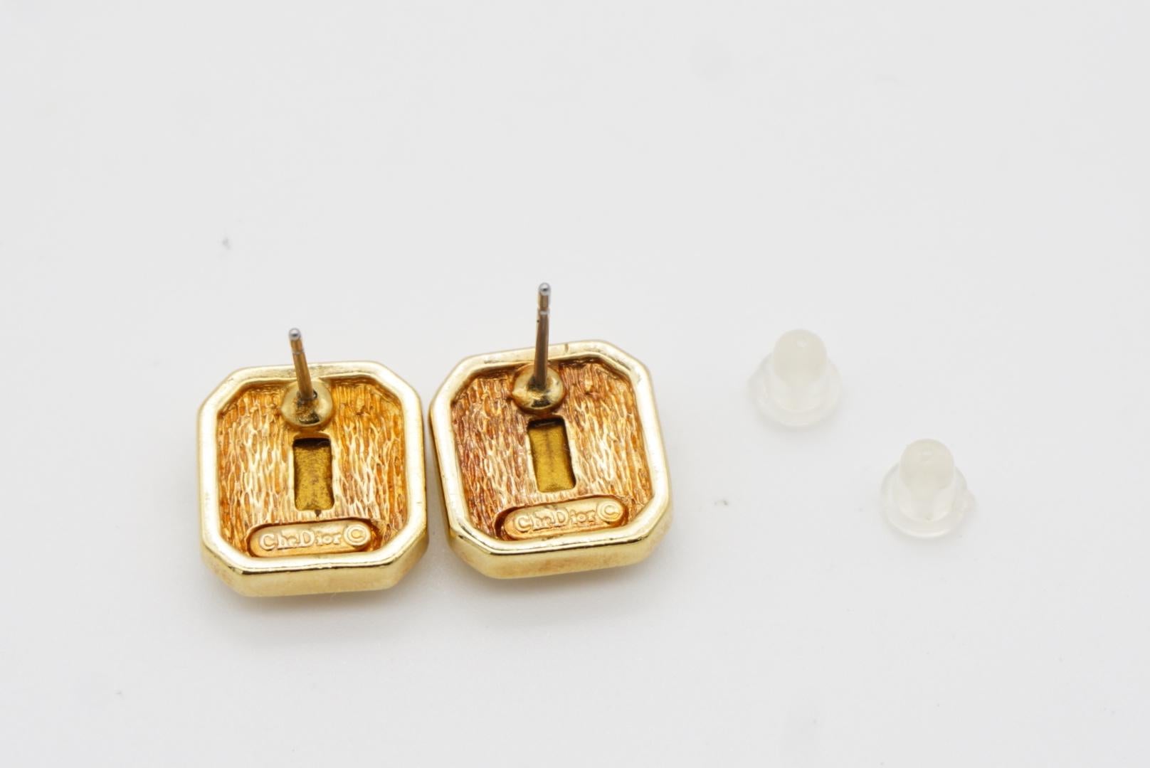 Christian Dior Vintage Años 80 Cristales Gripoix Esmeralda Octágono Pendientes calados en venta 6