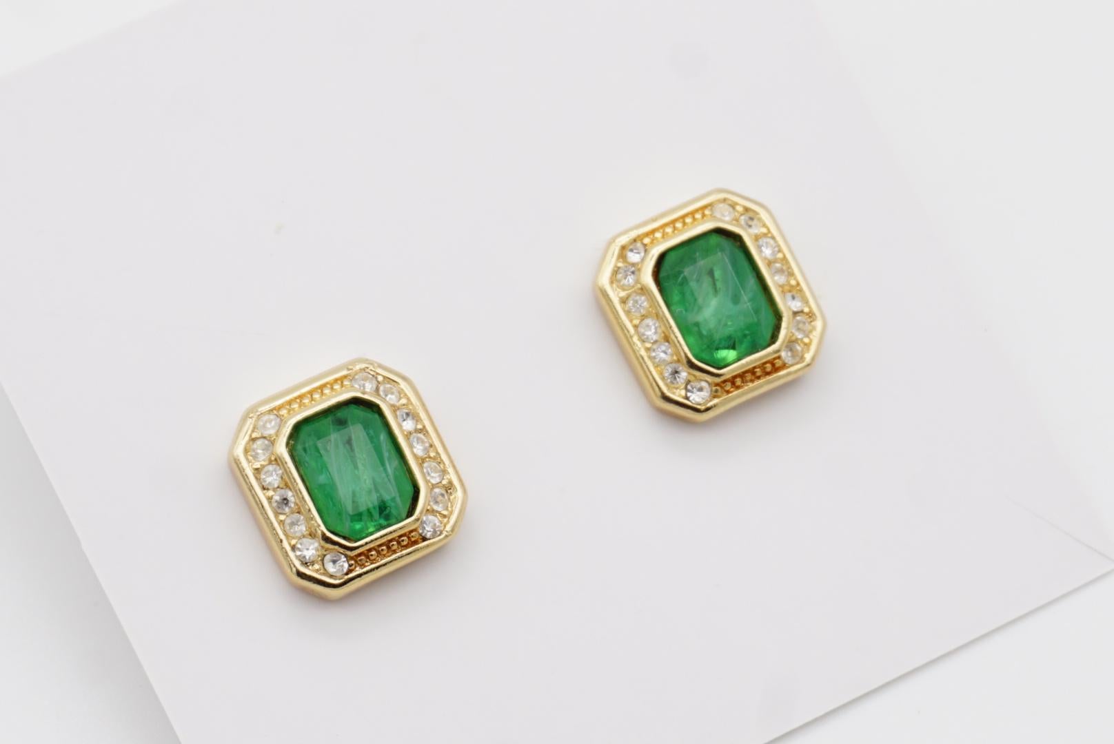 Christian Dior Vintage Años 80 Cristales Gripoix Esmeralda Octágono Pendientes calados en venta 3
