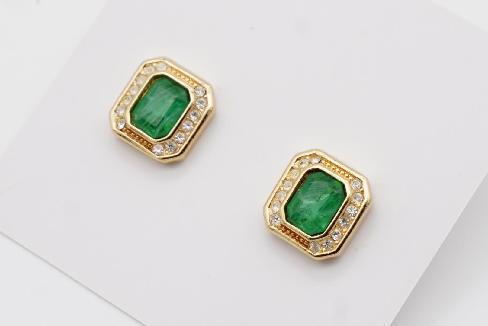 Christian Dior Vintage Años 80 Cristales Gripoix Esmeralda Octágono Pendientes calados en venta 4
