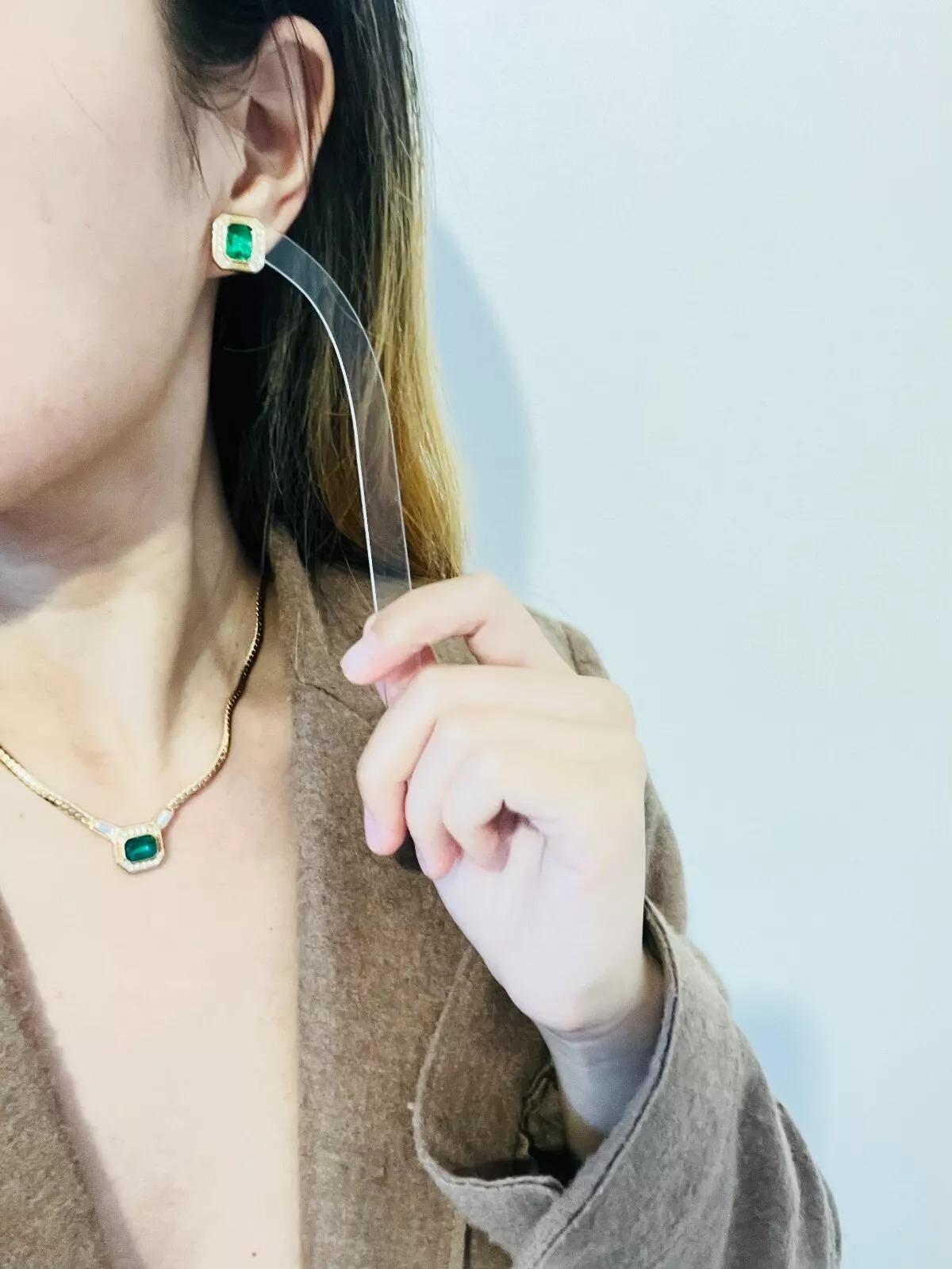Women's or Men's Christian Dior Vintage 1980s Gripoix Emerald Crystals Octagon Pendant Necklace For Sale