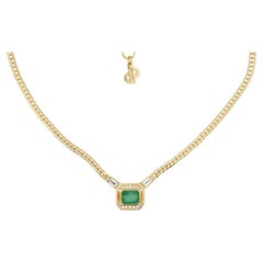 Christian Dior Vintage 1980s Gripoix Emerald Crystals Octagon Pendant Necklace