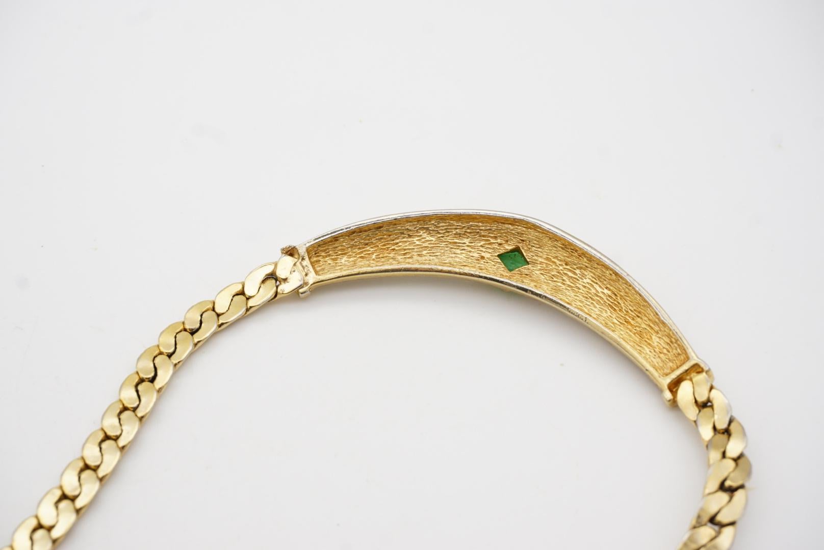 Christian Dior Vintage 1980s Gripoix Emerald Diamond Black Crystals Necklace For Sale 7