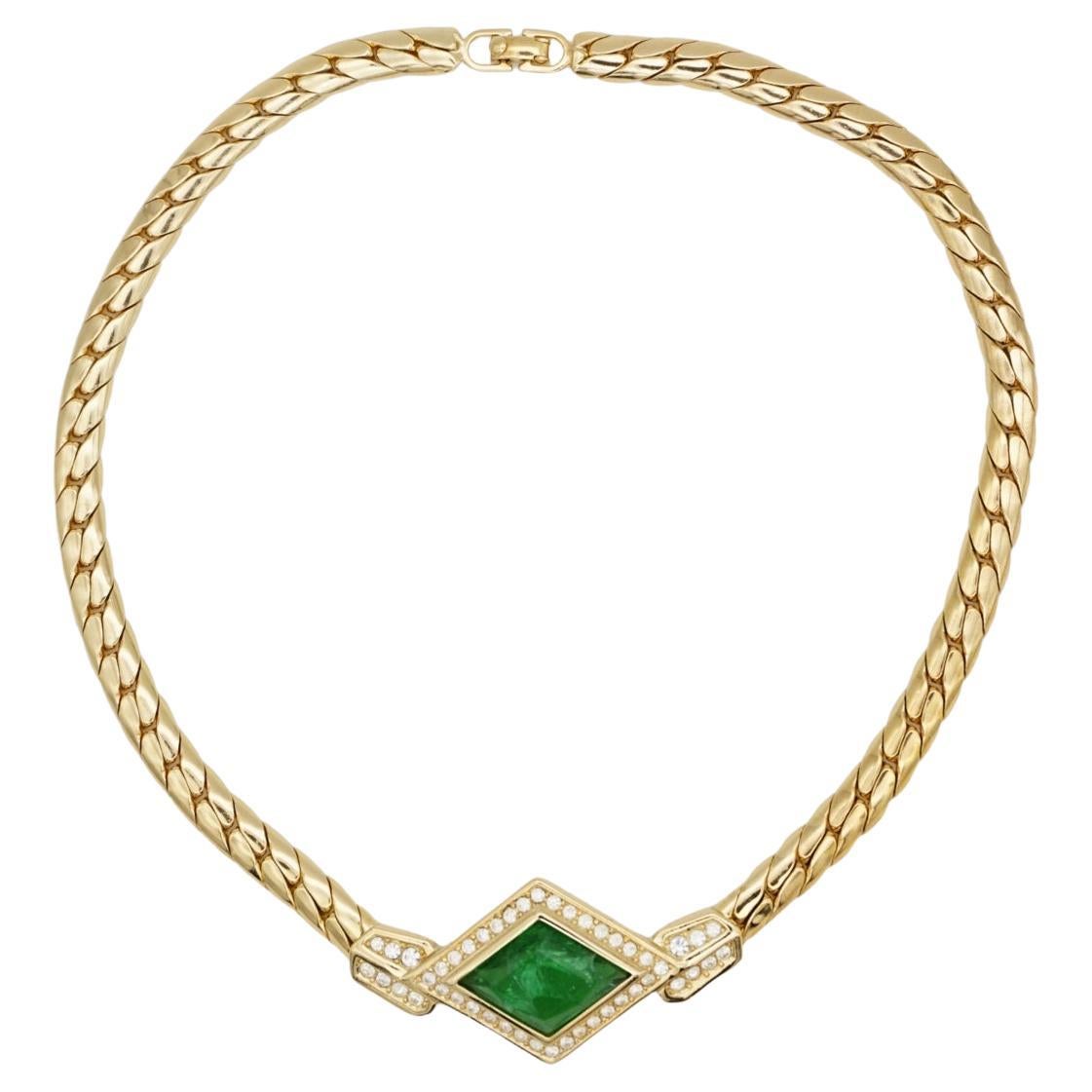 Christian Dior Vintage 1980 Gripoix Smeraldo Marmo Cristalli Diamante Collana