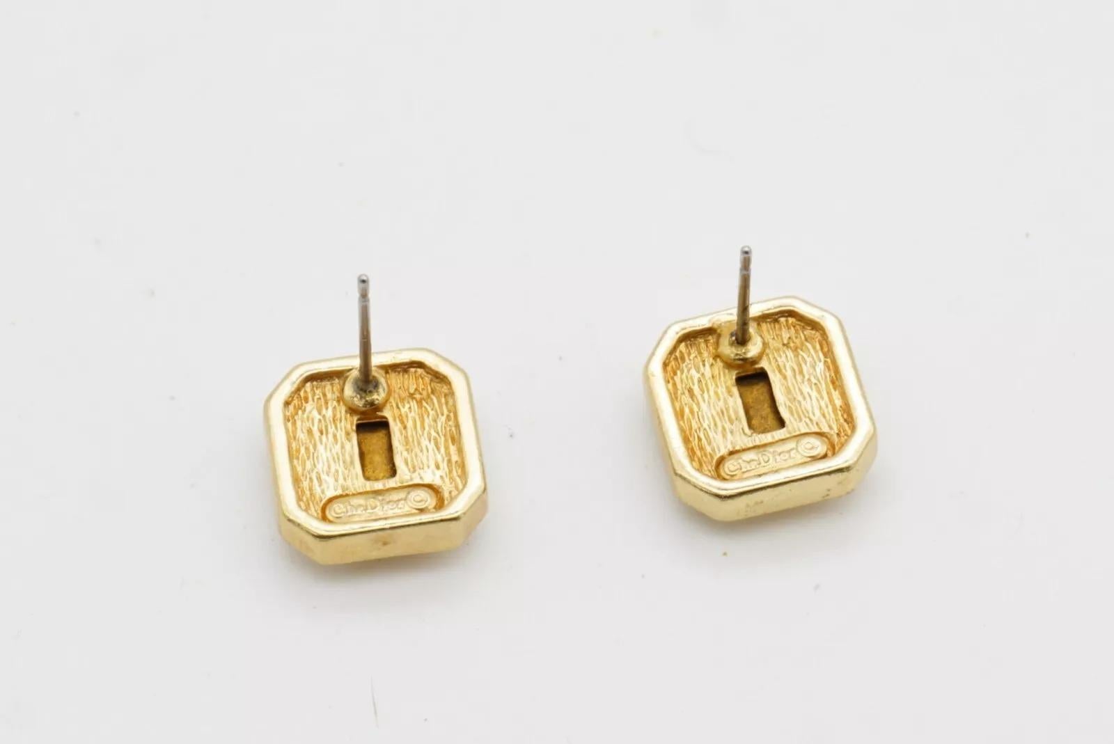 Christian Dior Vintage Años 80 Gripoix Esmeralda Octágono Cristales Pendientes calados en venta 6
