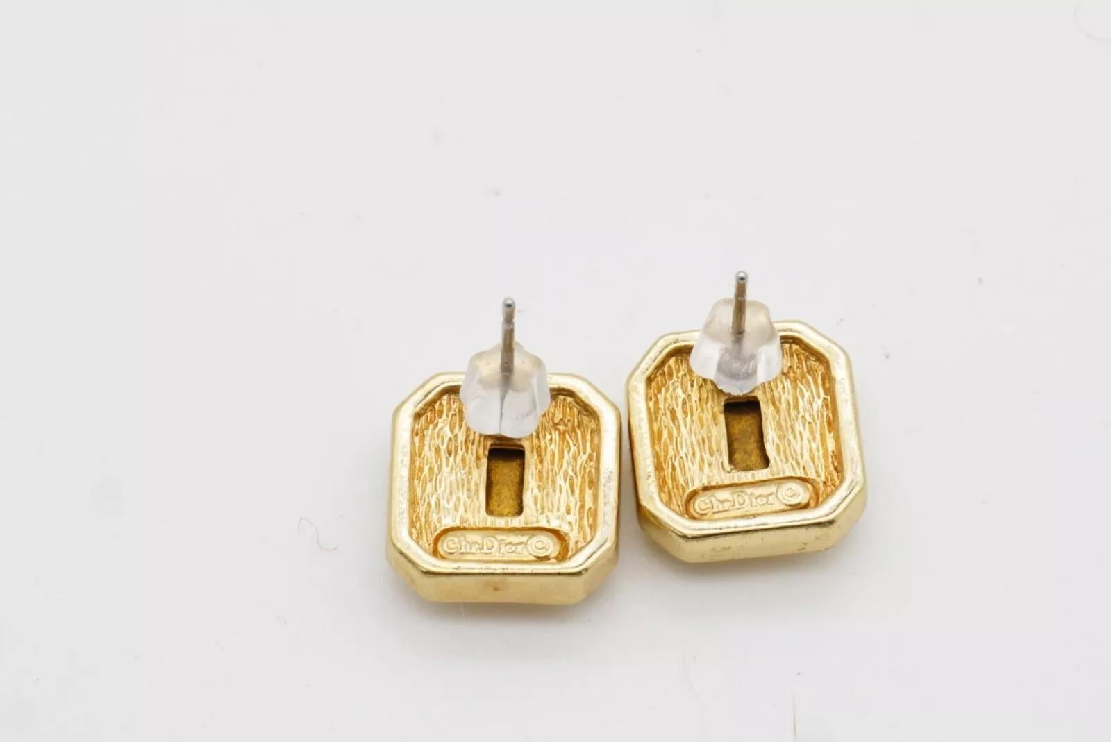 Christian Dior Vintage Años 80 Gripoix Esmeralda Octágono Cristales Pendientes calados en venta 9