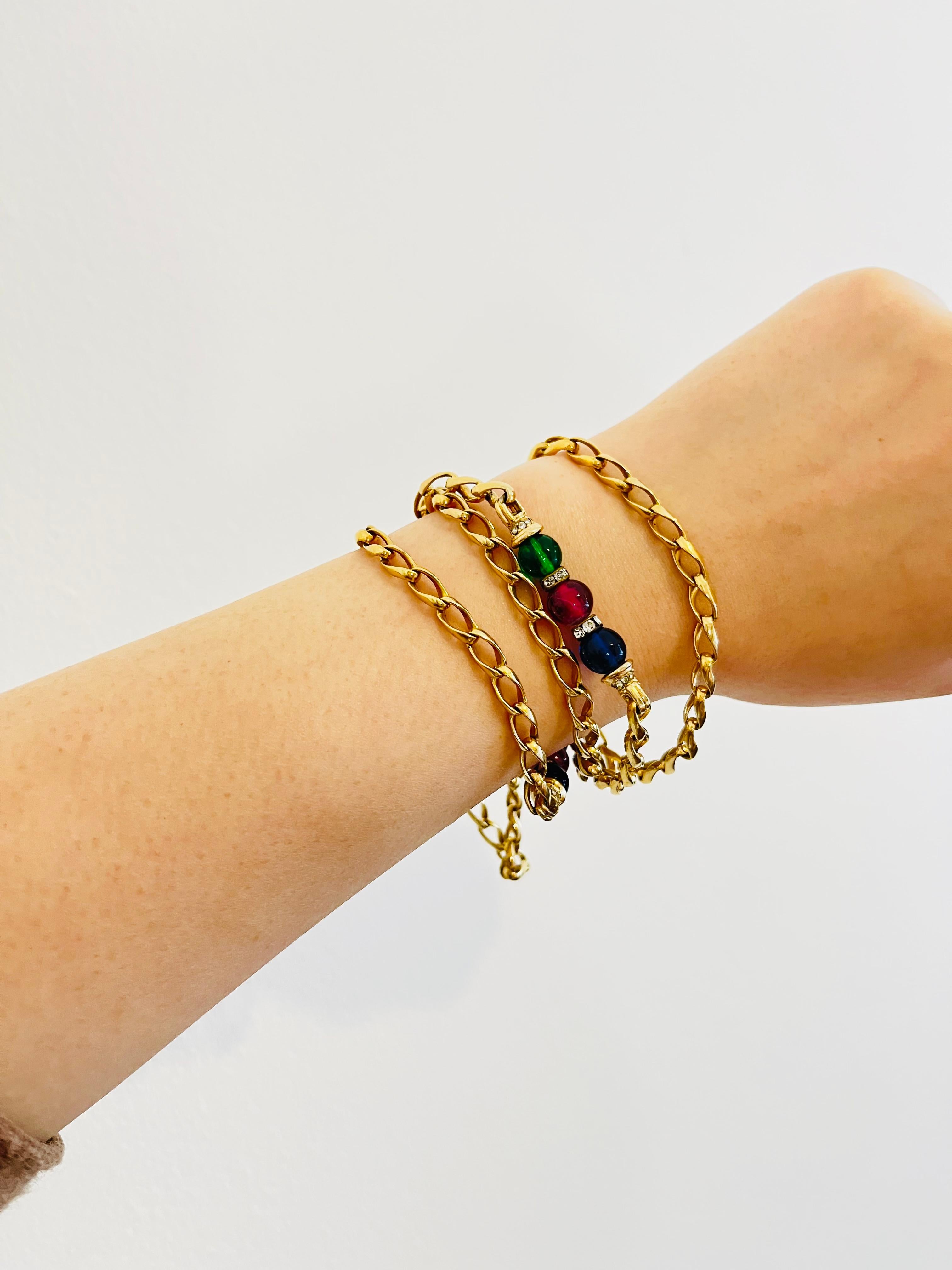 Christian Dior Vintage 1980s Gripoix Sapphire Ruby Emerald Balls Long Necklace For Sale 6