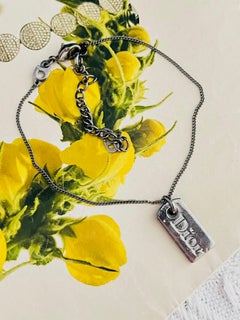 Christian Dior Vintage 1980s Iconic Rectangle Black Logo Monogram Chain Bracelet