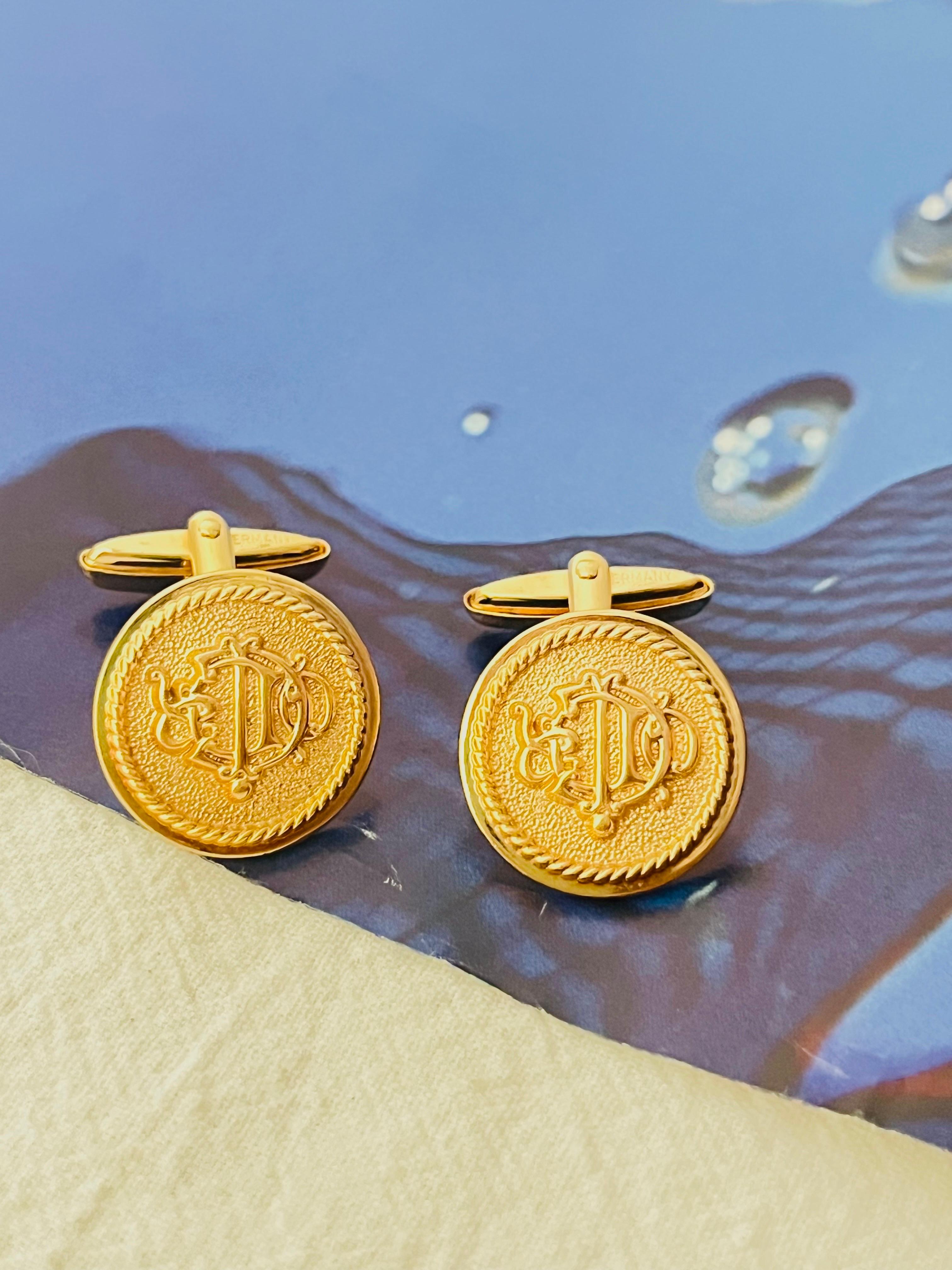 Christian Dior Vintage 1980er Jahre Manschettenknöpfe mit Insignia und Monogramm und Logo, Kreis (Art déco)
