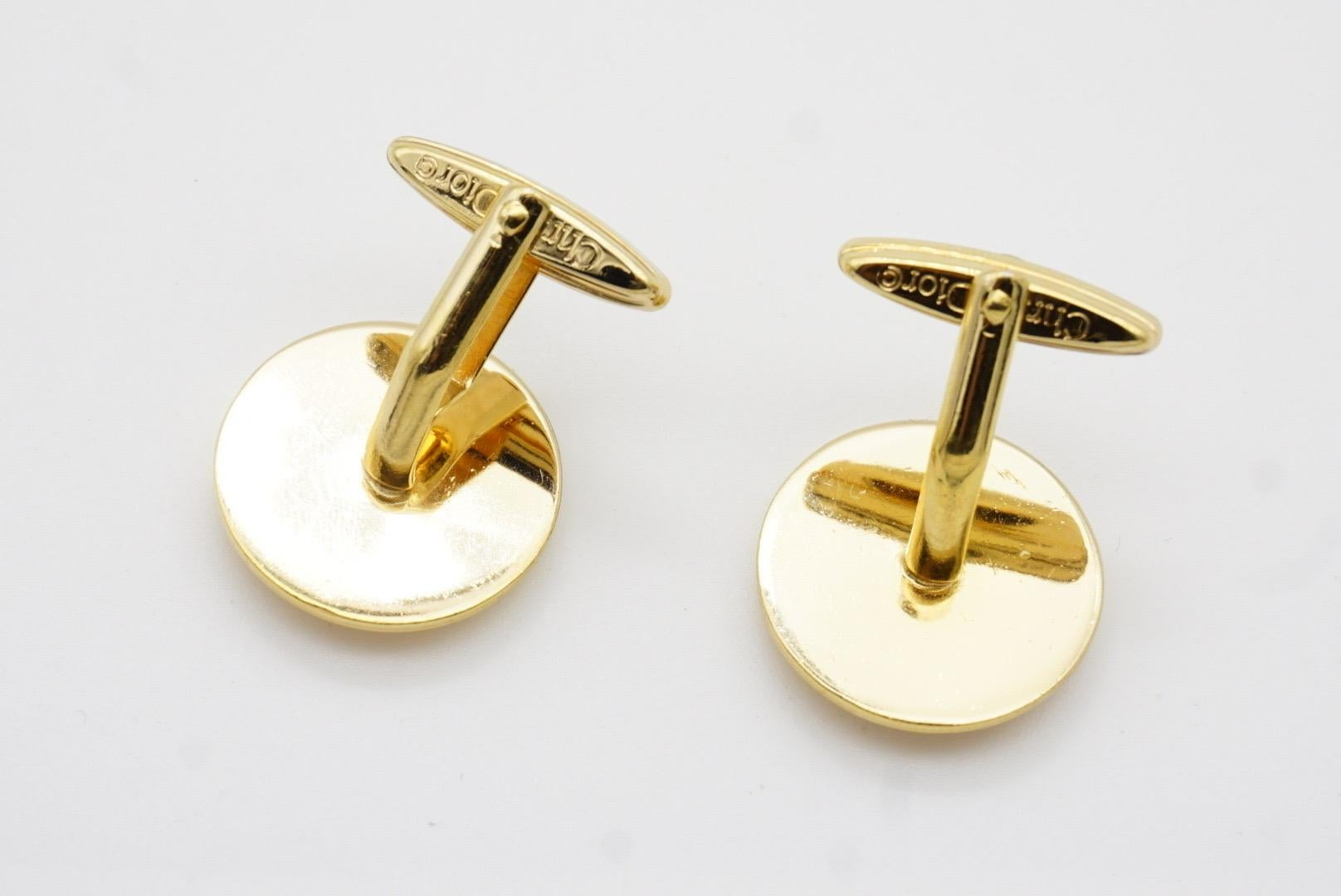 Christian Dior Vintage 1980er Jahre Manschettenknöpfe mit Insignia und Monogramm und Logo, Kreis 3