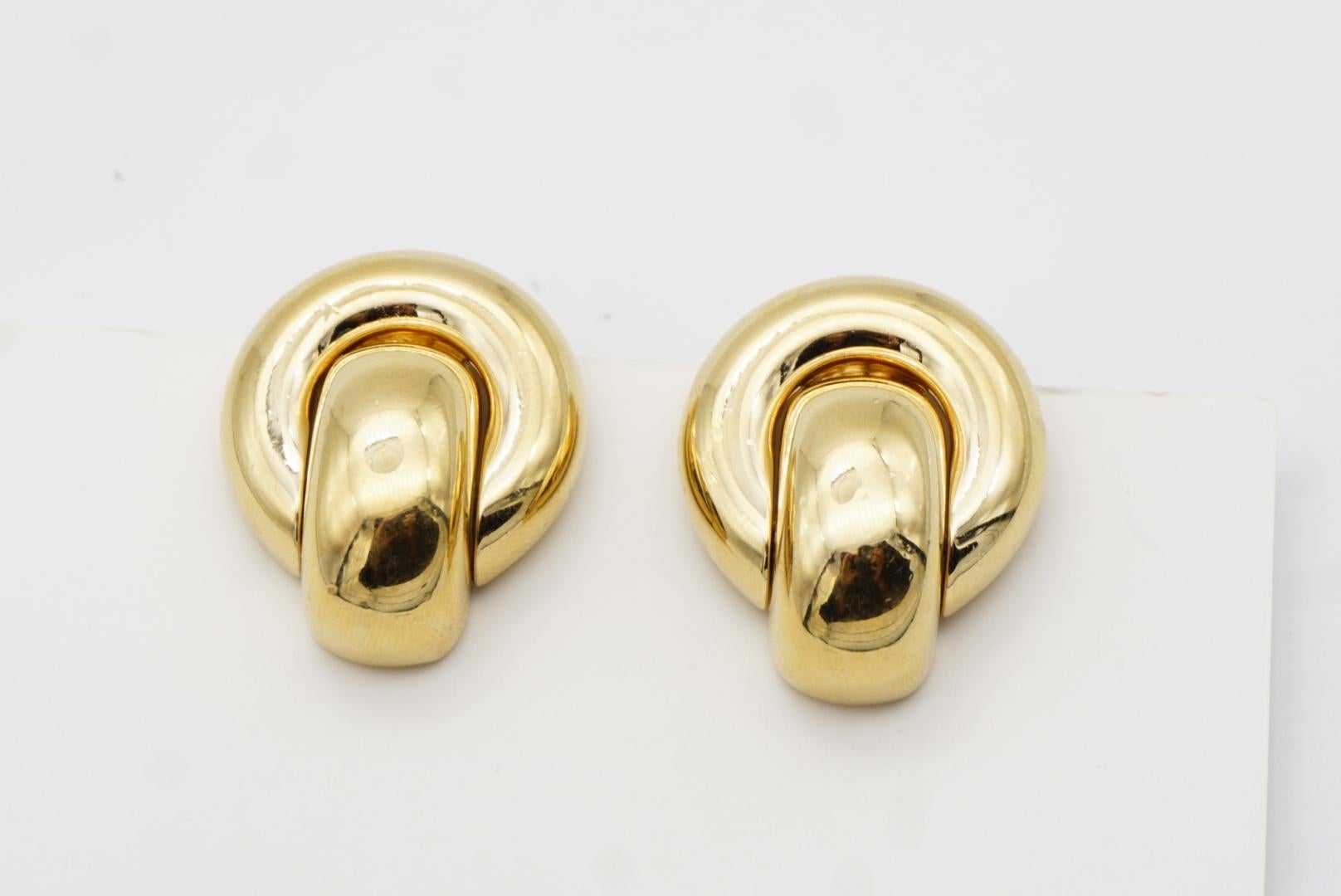 Christian Dior Vintage 1980s Interlock Glow Circle Knot Hoop Loop Clip Earrings For Sale 6