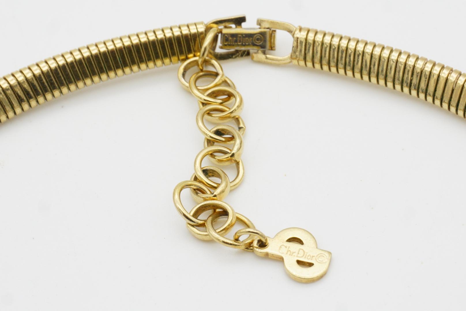 Christian Dior Vintage 1980s Interlocked Cross Crystals Omega Collar Necklace For Sale 7