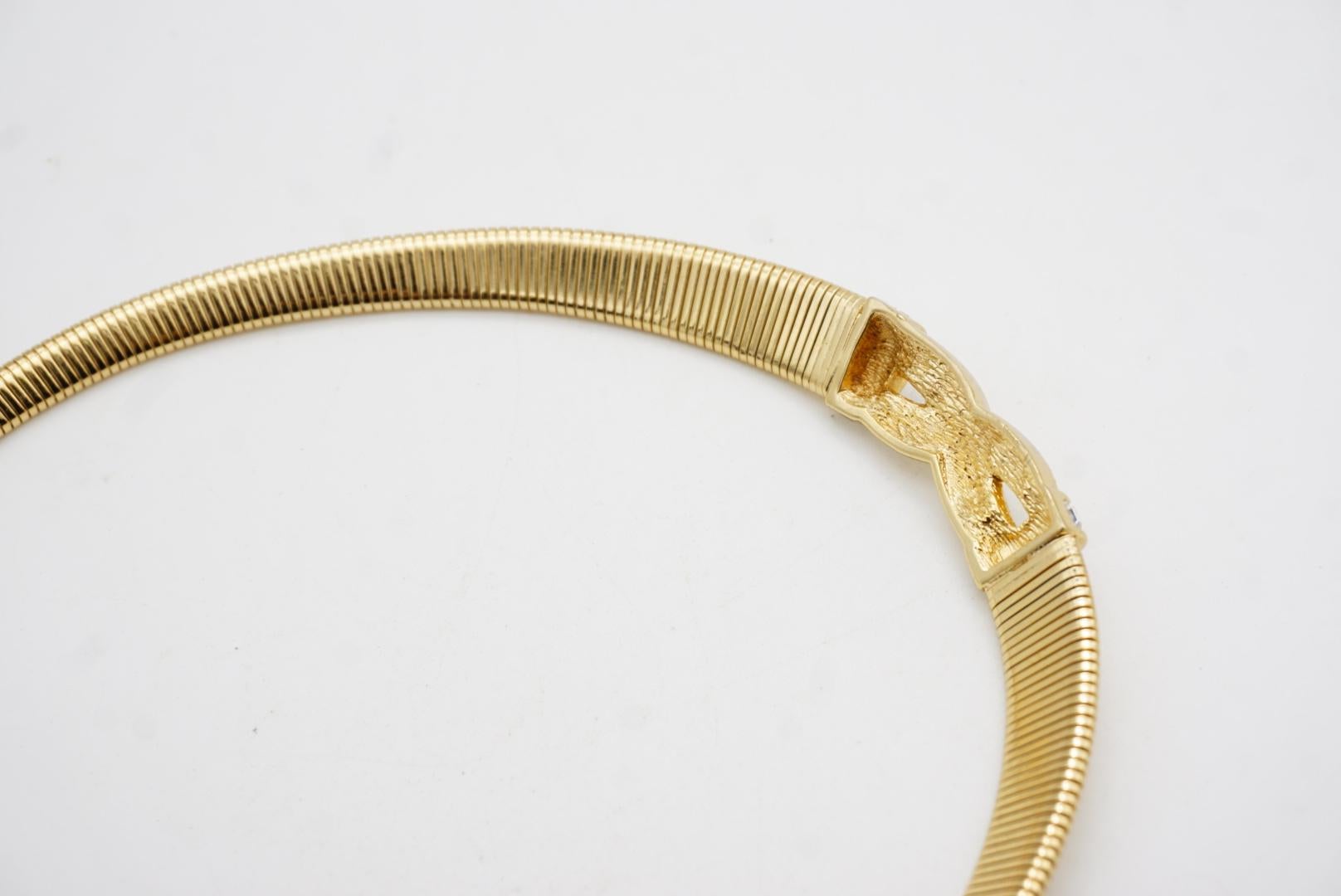 Christian Dior Vintage 1980s Interlocked Cross Crystals Omega Collar Necklace For Sale 7