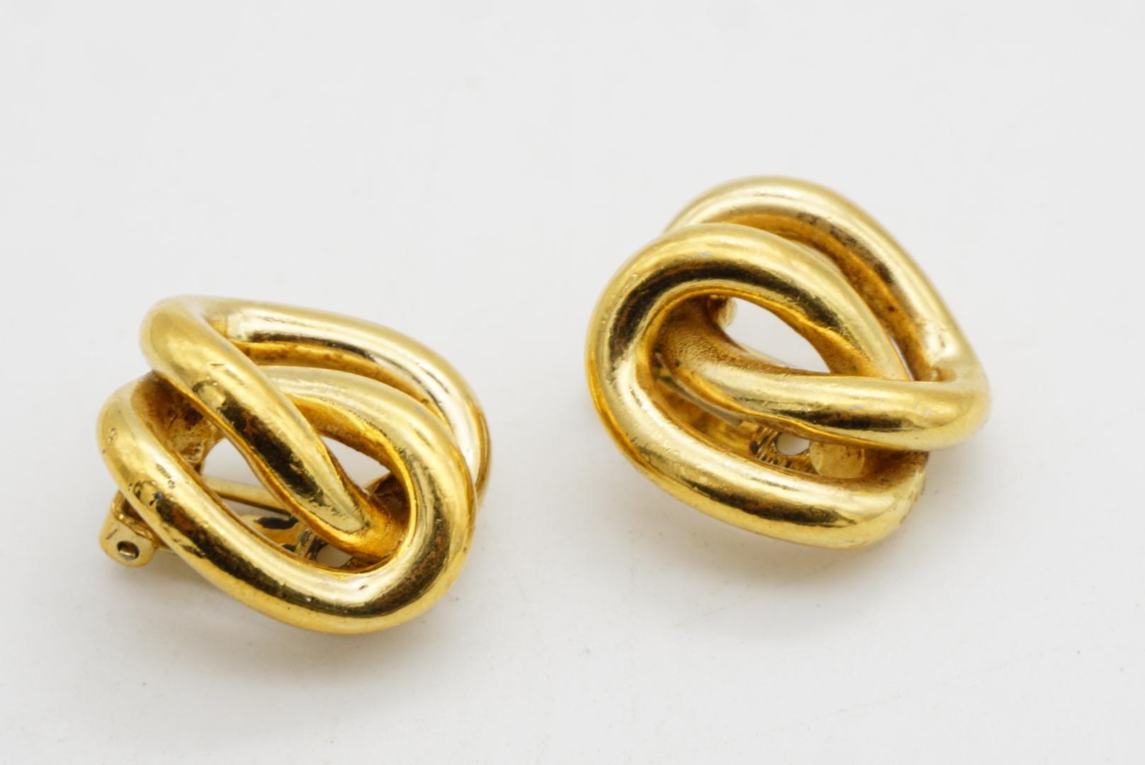Christian Dior Vintage 1980s Interlocked Double Knot Twist Rope Clip Earrings For Sale 6