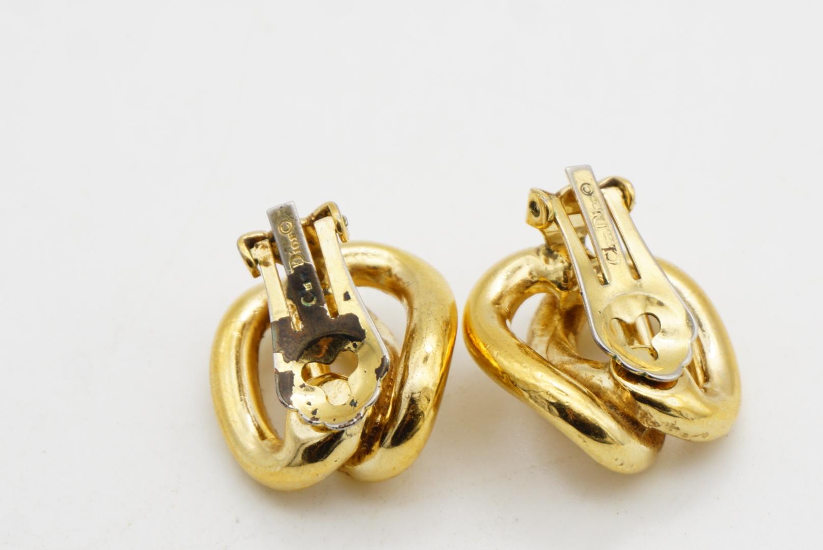 Christian Dior Vintage 1980s Interlocked Double Knot Twist Rope Clip Earrings For Sale 7