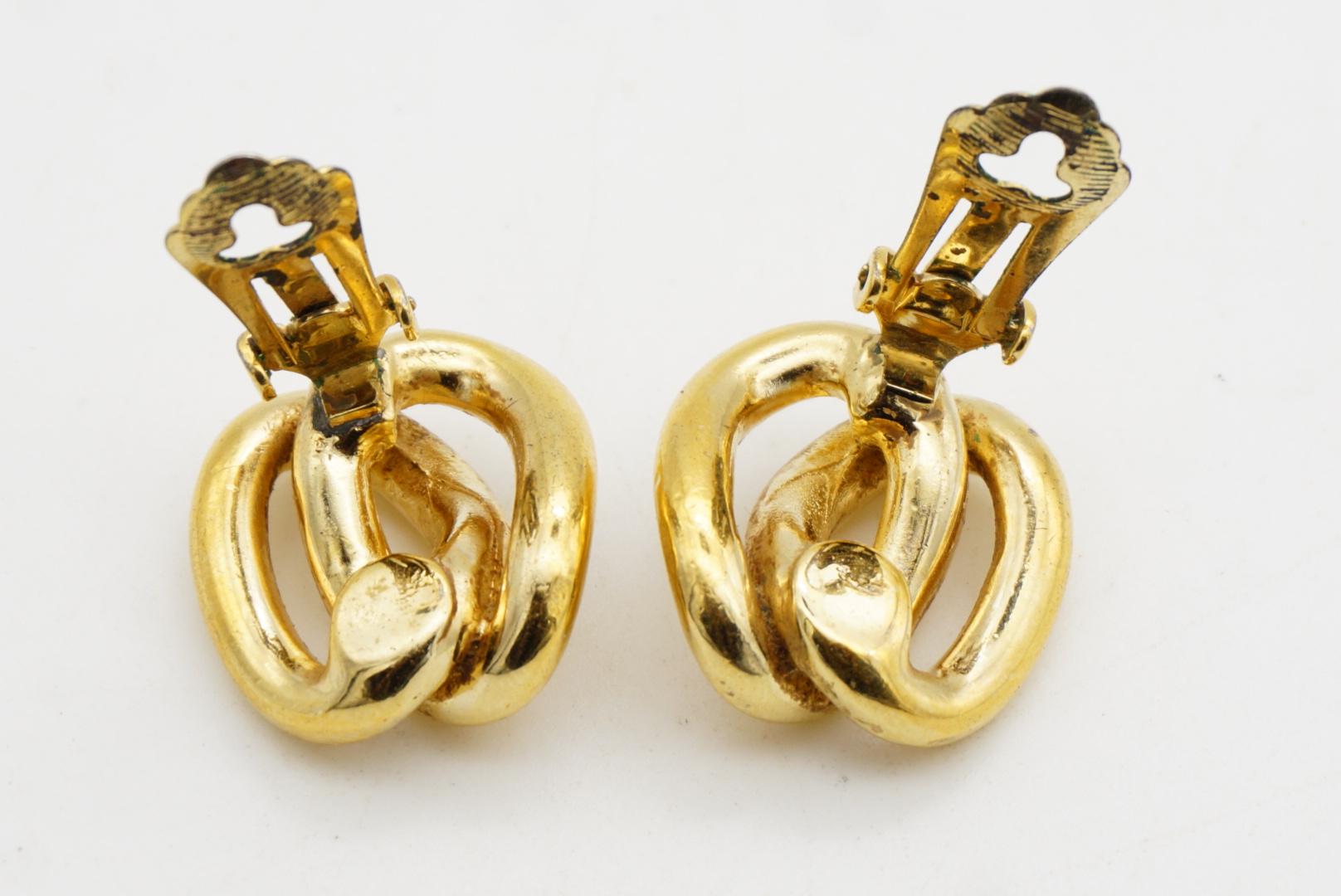 Christian Dior Vintage 1980s Interlocked Double Knot Twist Rope Clip Earrings For Sale 8