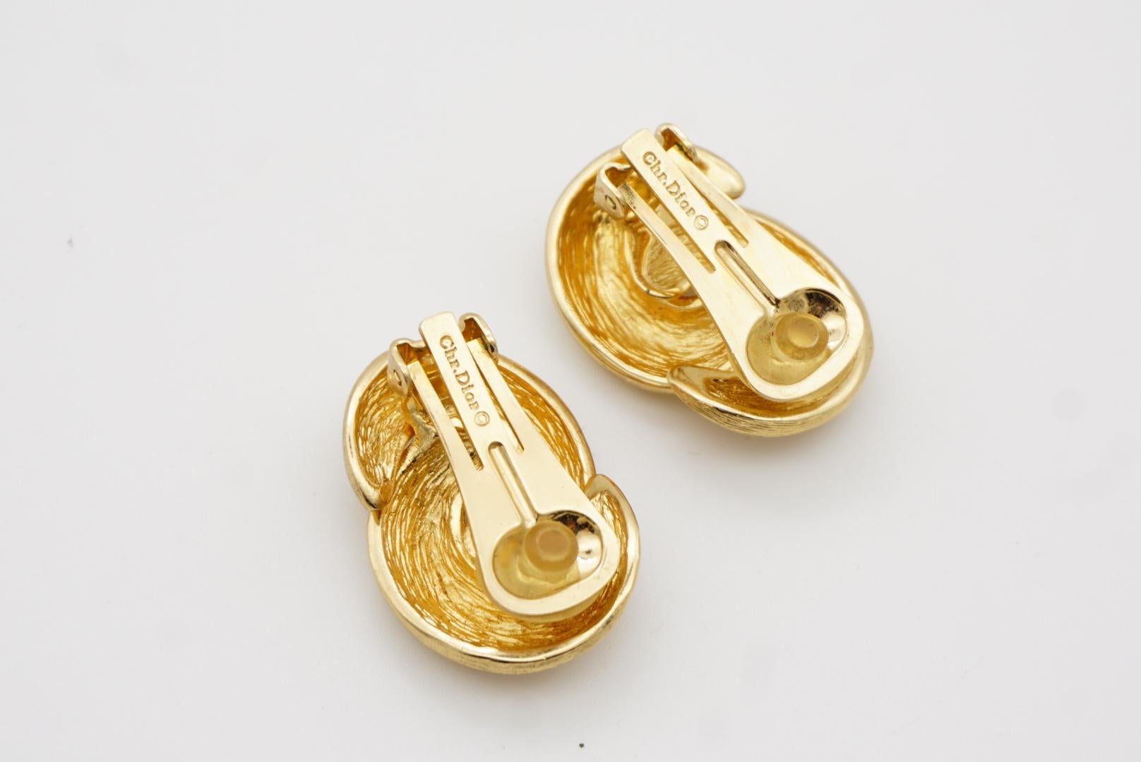 Christian Dior Vintage 1980er Jahre ineinandergreifende Knot Glow Matte Chunky Goldohrringe 6