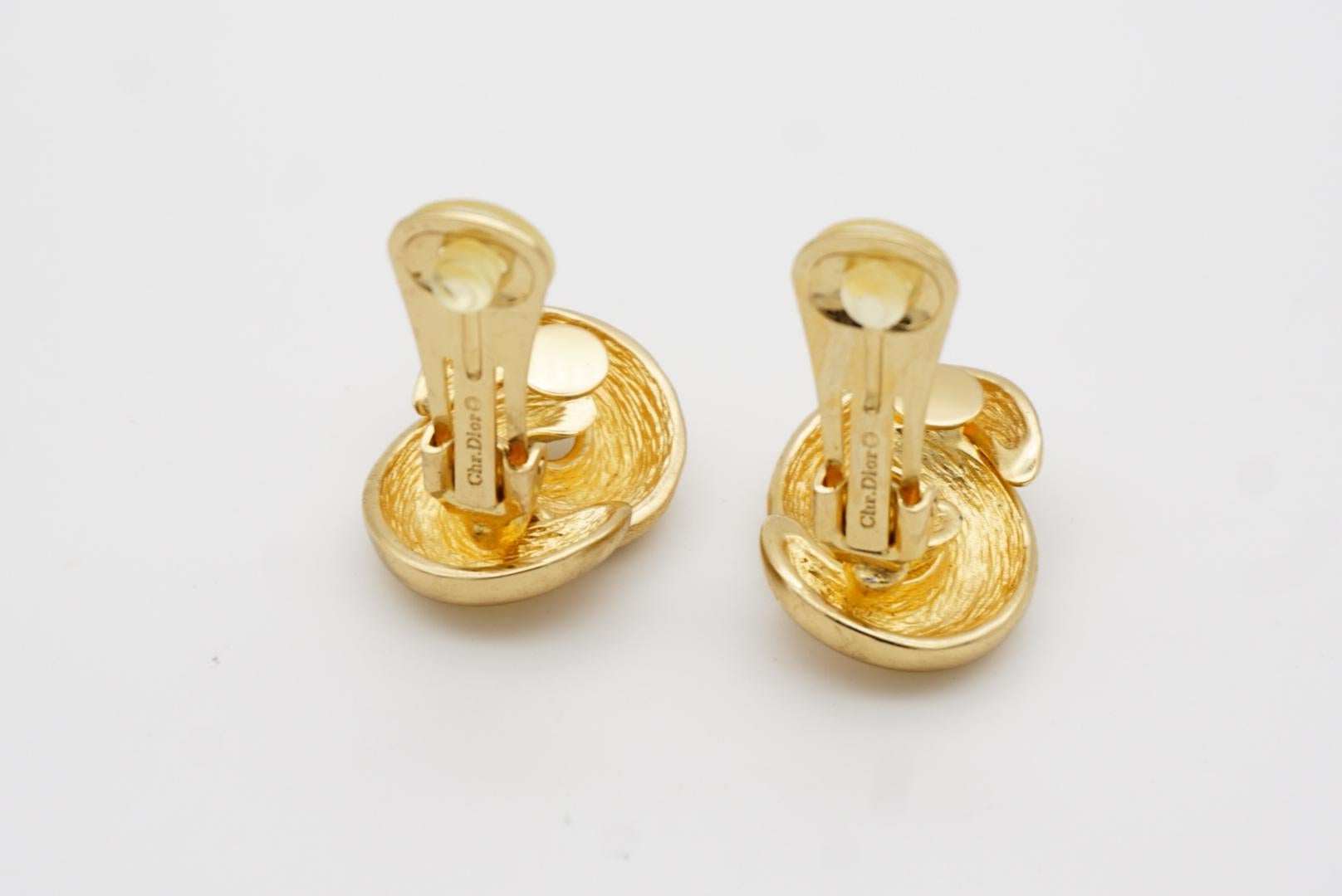 Christian Dior Vintage 1980er Jahre ineinandergreifende Knot Glow Matte Chunky Goldohrringe 8