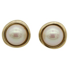 Christian Dior Retro 1980s Irregular Large Round Faux Pearl Pierced Earrings