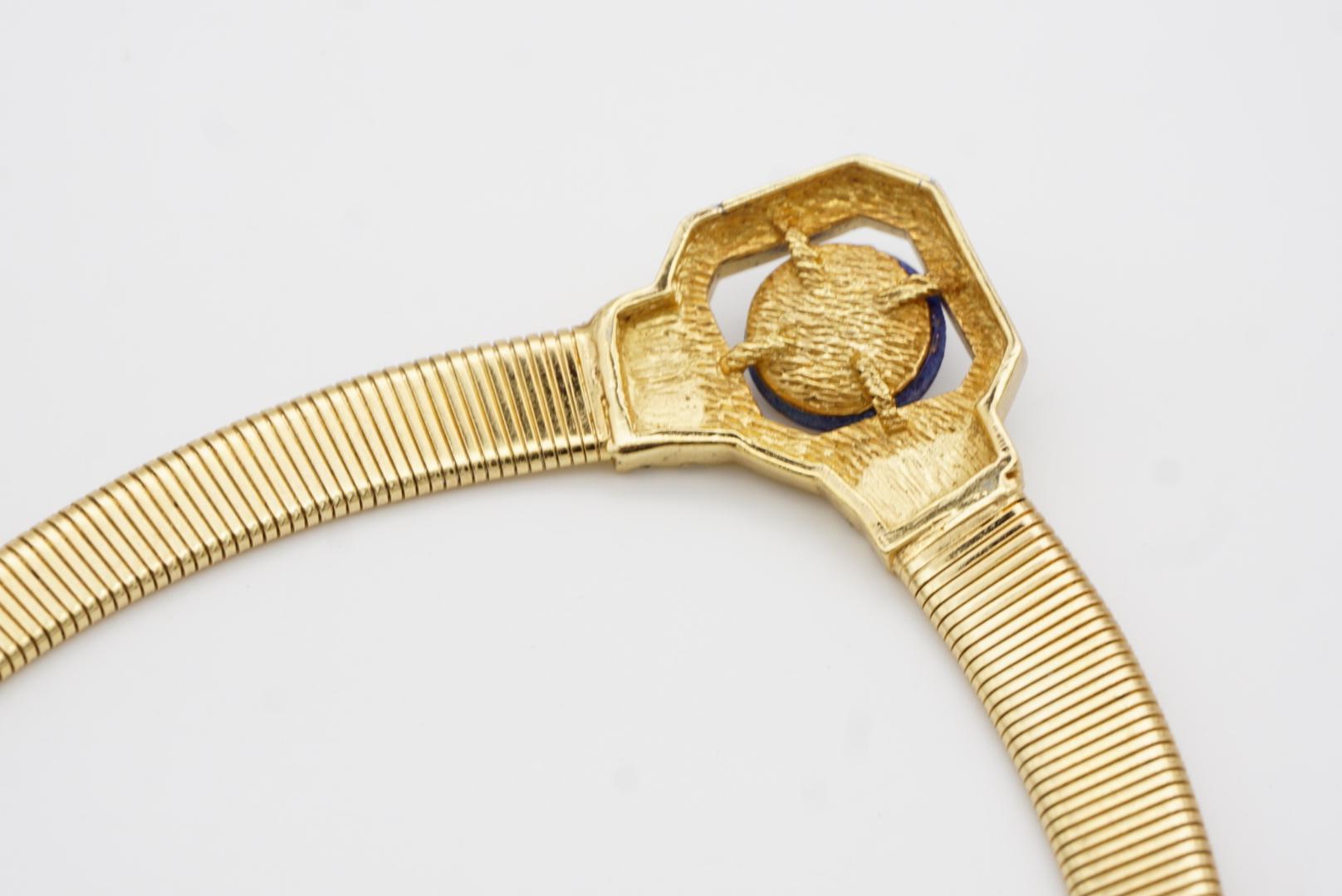 Christian Dior Vintage anni '80, collana Omega a coste con cristalli di lamina di Lapis in vendita 8