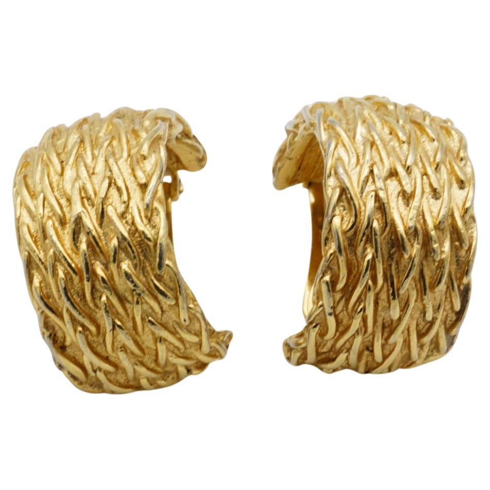 Christian Dior Vintage 1980s Large Braided Rope Chunky Hoop Dome Clip