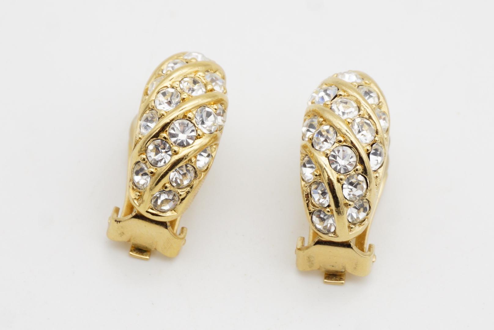 Christian Dior Vintage 1980er Jahre großer Kreis funkelnde Kristalle Dome Hoop Ohrringe im Angebot 5